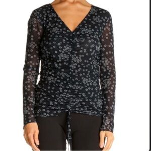 Vince Camuto Blouse Front Middle Ruched Ties Size Large